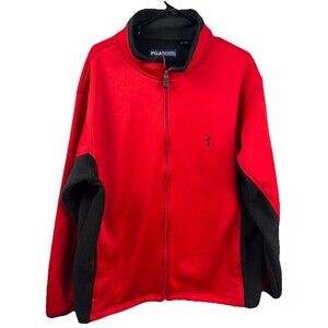 PGA Tour Full Zip Fleece Mens XL Red With Black Sleeves